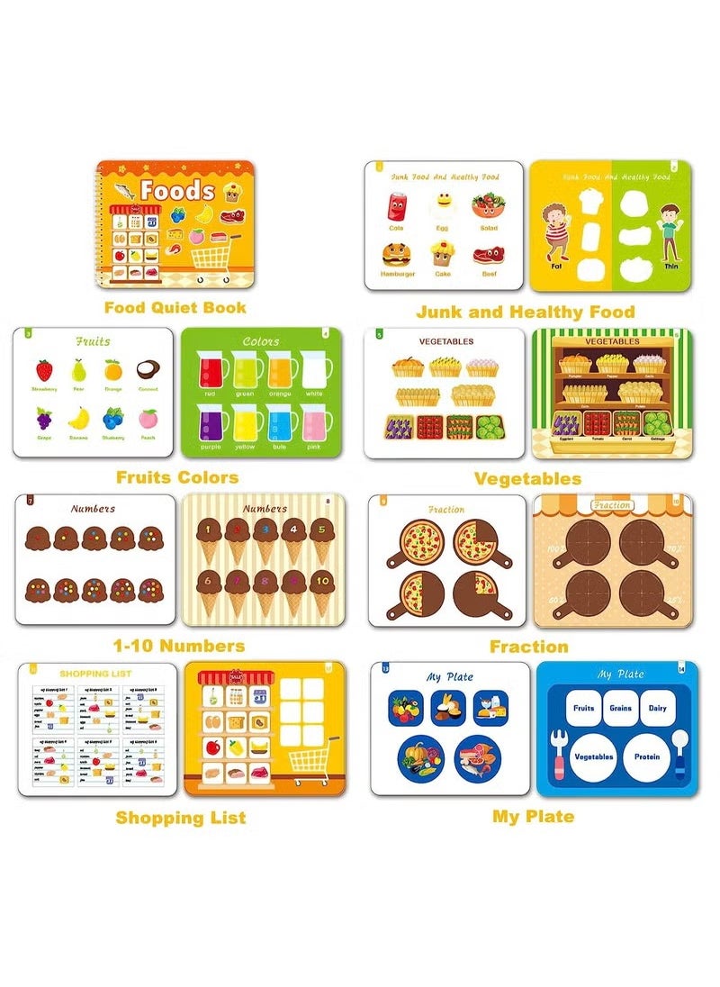 4 Pack DIY Quiet Book for Toddlers, Montessori Busy Book for Kids, Vehicle Space Body Food Preschool Learning Activities Learning & Education Toys
