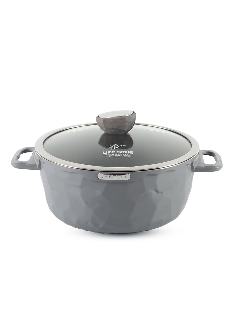 24cm (4.4 Liter) Nonstick Stock Pot with Lid, Nonstick Soup Pot Casserole Pot Granite Cooking Pot, Induction Compatible Pot for Stews, Pasta, Stocks, Chilli and Broth, PFOA Free Oven Safe