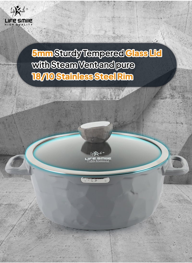 24cm (4.4 Liter) Nonstick Stock Pot with Lid, Nonstick Soup Pot Casserole Pot Granite Cooking Pot, Induction Compatible Pot for Stews, Pasta, Stocks, Chilli and Broth, PFOA Free Oven Safe