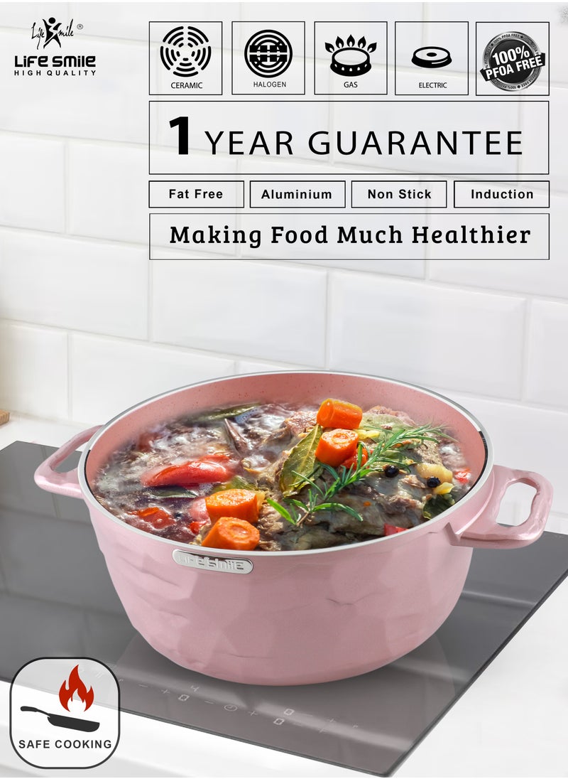 28cm (6.5 Liter) Nonstick Stock Pot with Lid, Nonstick Soup Pot Casserole Pot Granite Cooking Pot, Induction Compatible Pot for Stews, Pasta, Stocks, Chilli and Broth, PFOA Free Oven Safe