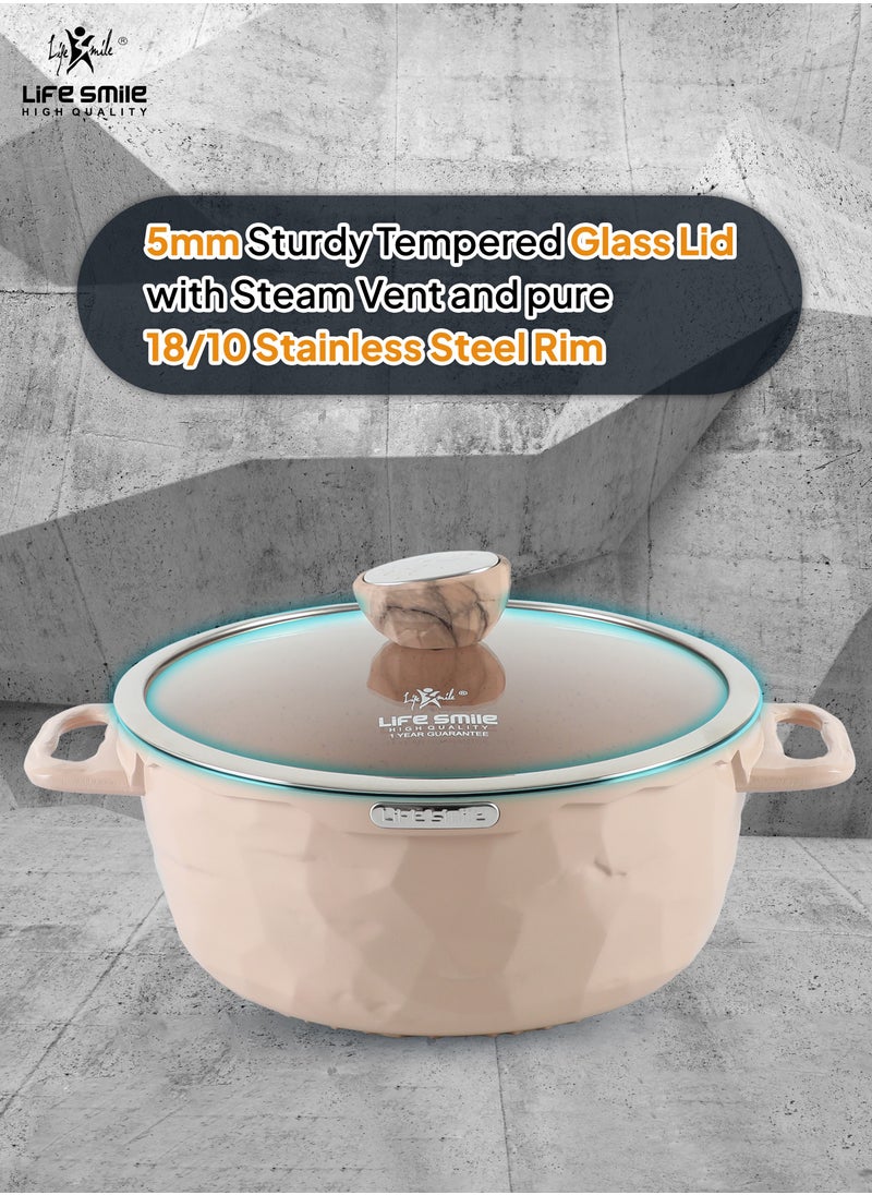 28cm (6.5 Liter) Nonstick Stock Pot with Lid, Nonstick Soup Pot Casserole Pot Granite Cooking Pot, Induction Compatible Pot for Stews, Pasta, Stocks, Chilli and Broth, PFOA Free Oven Safe