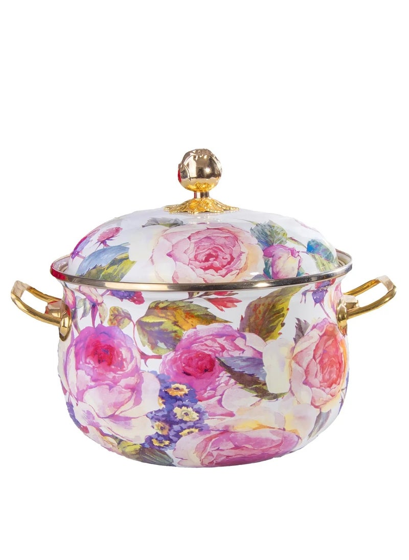 Rose Deluxe 20 cm Enamel Pot – Durable, Easy to Clean, and Space-Saving