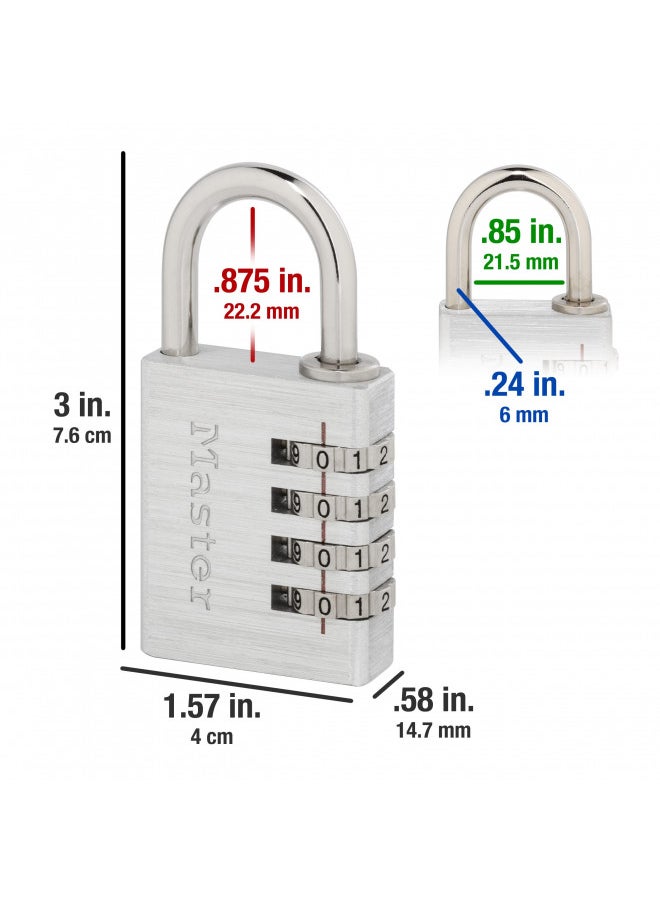 Master Lock Combination Lock, Set Your Own Combination Padlock for Lockers, Small Combination Lock, Silver