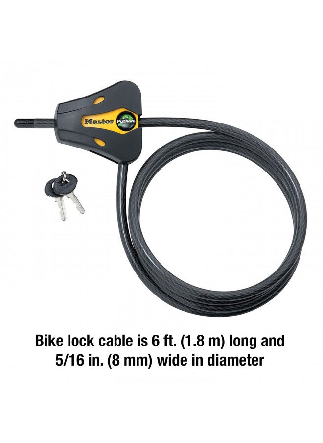 Master Lock 8419DPF Python Cable Lock with Key, 1 Pack, Black and Yellow, 6' x 5/16