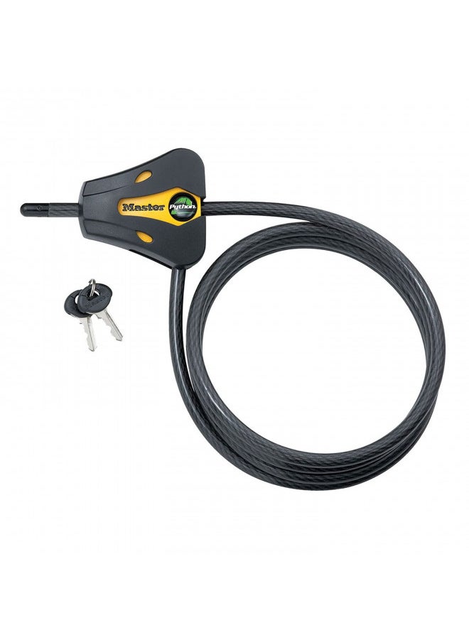 Master Lock 8419DPF Python Cable Lock with Key, 1 Pack, Black and Yellow, 6' x 5/16