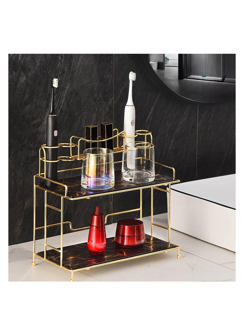 Double-Layer Shower Caddy Bathroom Shelf | Desktop Organizer for Cosmetics, Jewelry, and Toiletries | Space-Saving Bathroom Storage | Can Land Shower Shelf (Color: B)