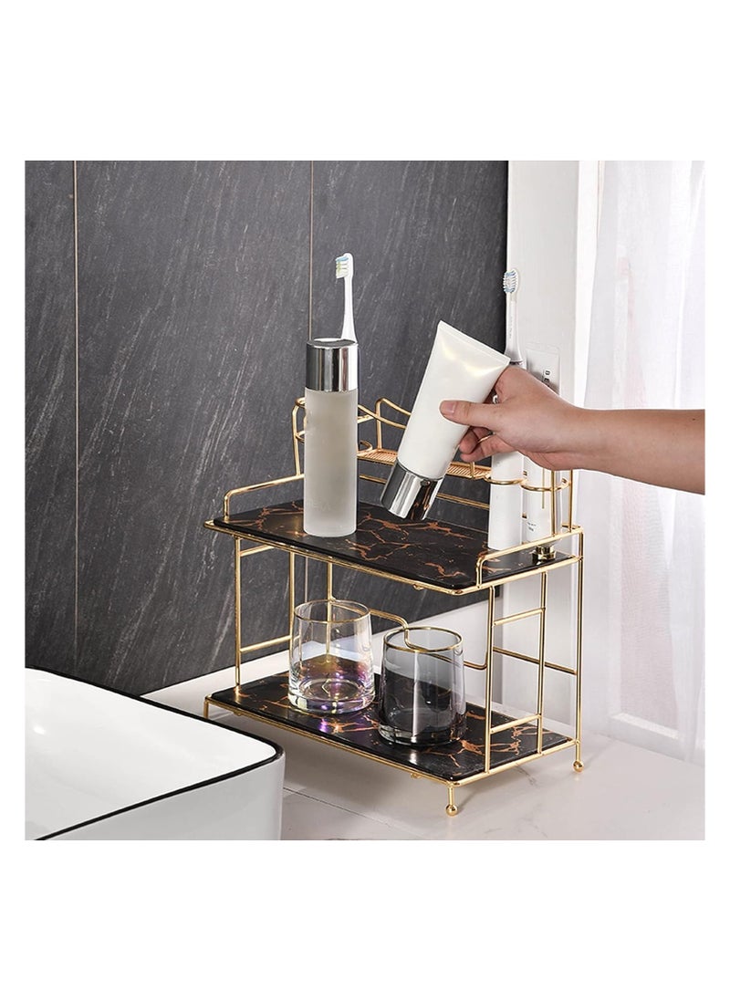 Double-Layer Shower Caddy Bathroom Shelf | Desktop Organizer for Cosmetics, Jewelry, and Toiletries | Space-Saving Bathroom Storage | Can Land Shower Shelf (Color: B)