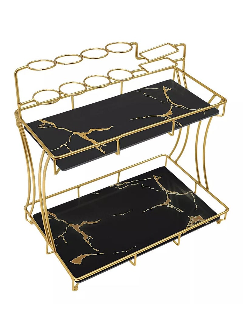 2-Tier Removable Bathroom Organizer Countertop Shelf Tray | Makeup & Skincare Storage Rack for Bathroom, Bedroom, and Vanity | Space-Saving Design for Cosmetics & Essentials