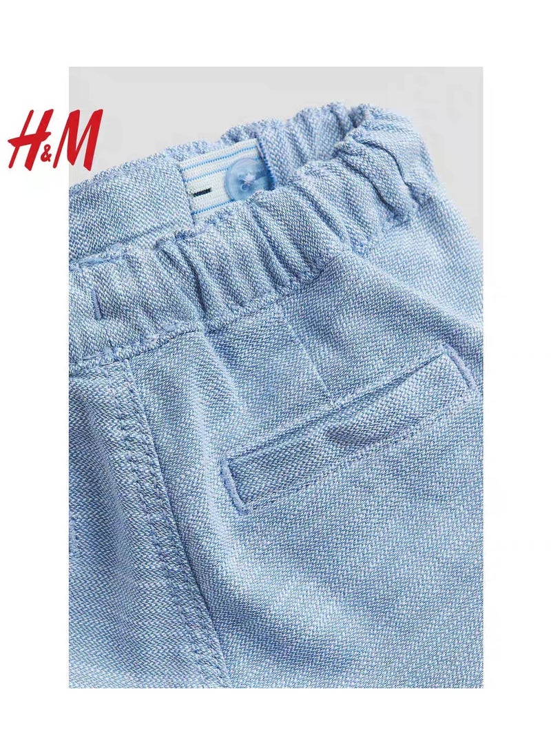 HM Children's Summer Cotton Casual Simple Elastic Waist Comfortable Casual Pants