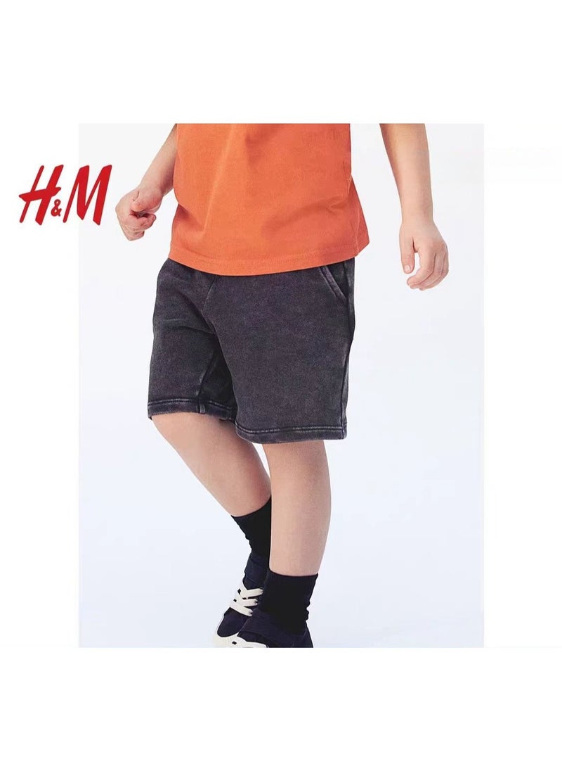 HM Children's Summer Cotton Casual Simple Elastic Waist Comfortable Casual Pants