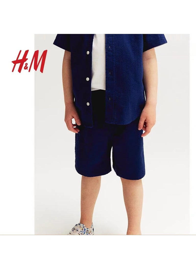 HM Children's Summer Cotton Casual Simple Elastic Waist Comfortable Casual Pants