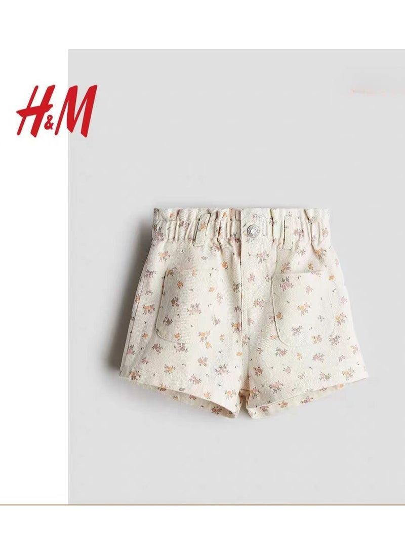 HM Children's Summer Cotton Casual Simple Elastic Waist Comfortable Casual Pants