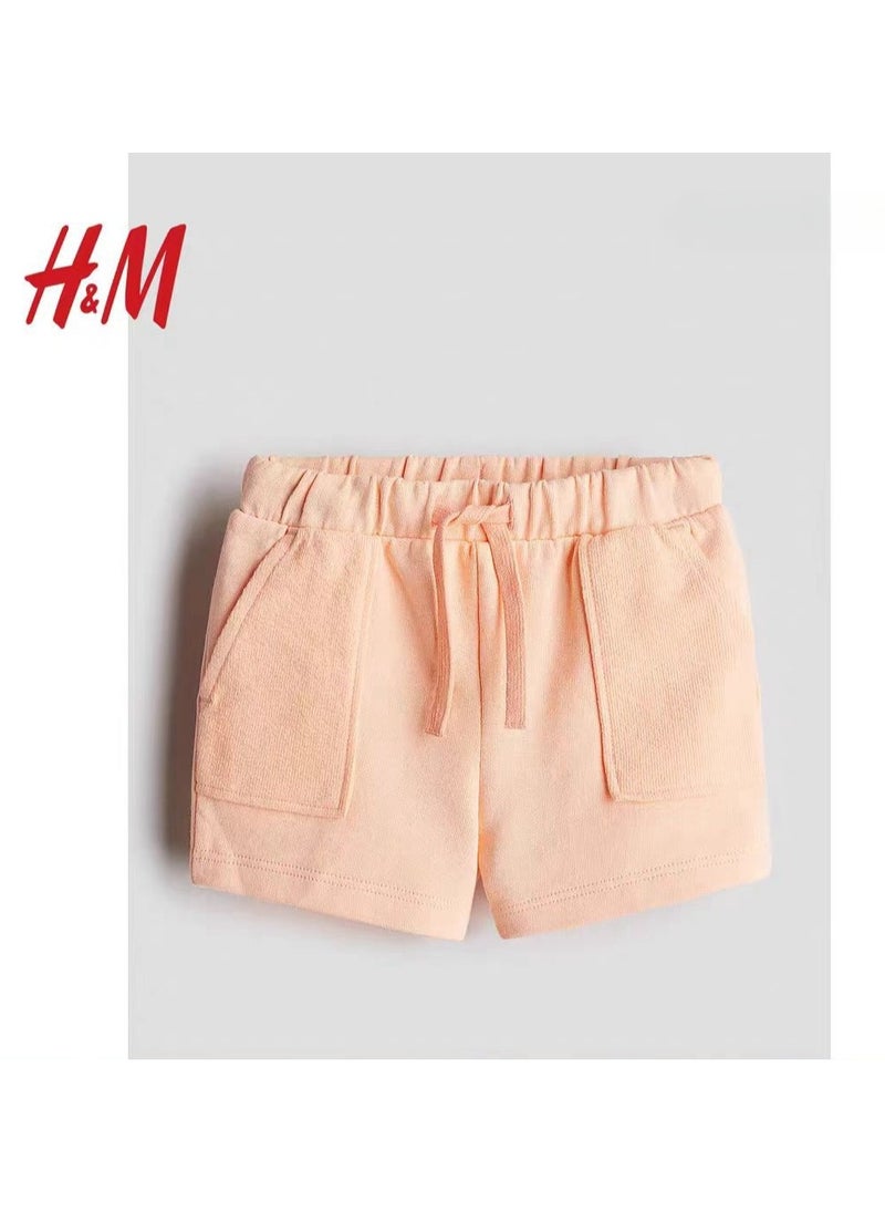 HM Children's Summer Cotton Casual Simple Elastic Waist Comfortable Casual Pants