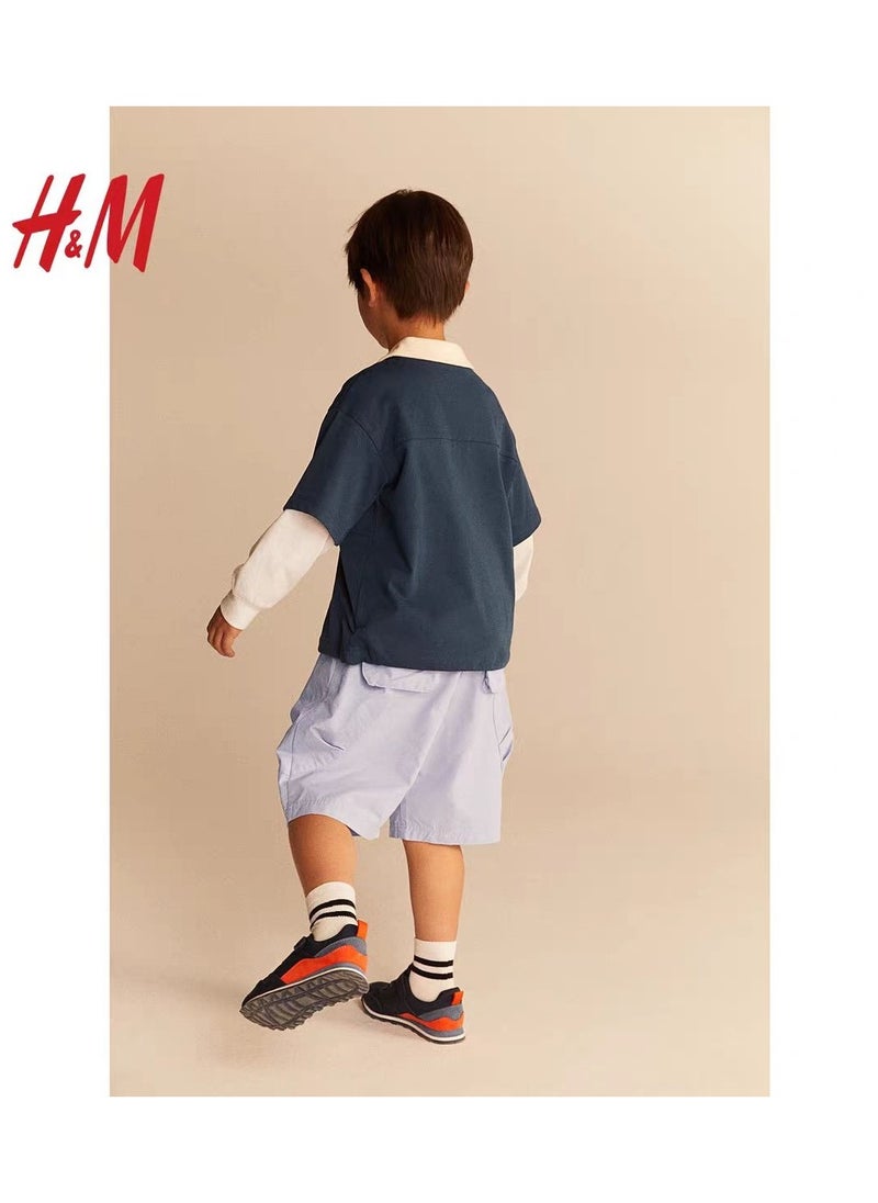 HM Children's Summer Cotton Casual Simple Elastic Waist Comfortable Casual Pants