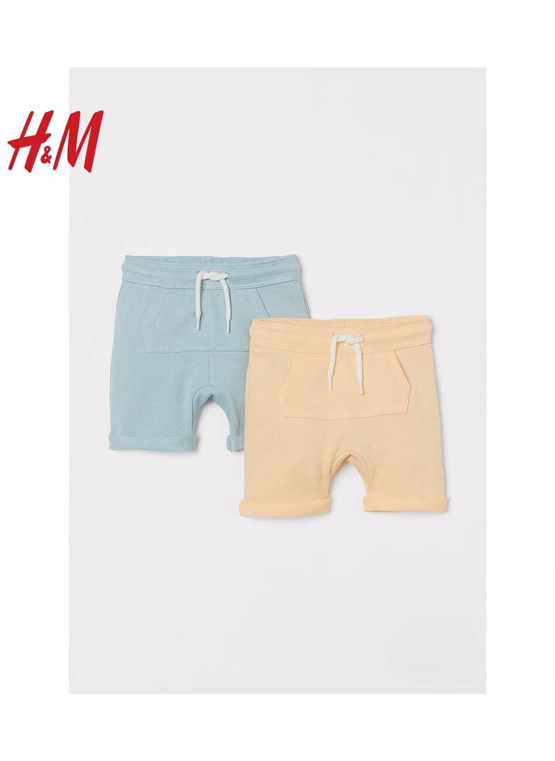 HM Children's Summer Cotton Casual Simple Elastic Waist Comfortable Casual Pants