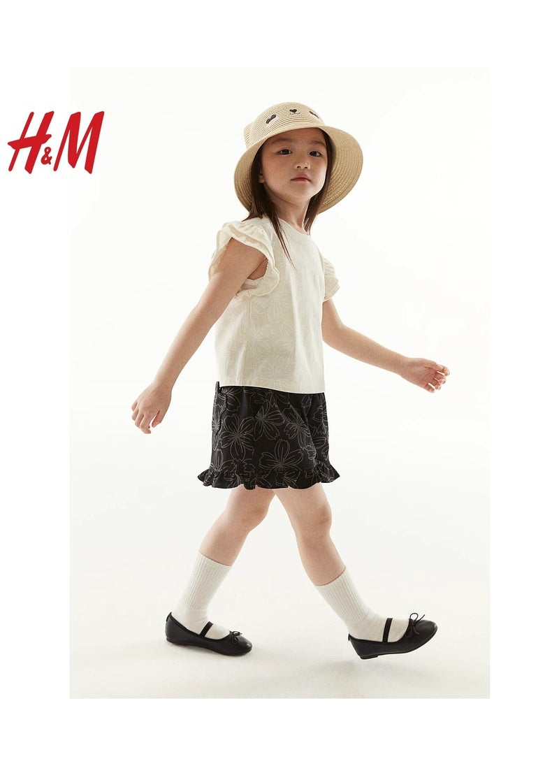 HM Children's Summer Cotton Casual Simple Elastic Waist Comfortable Casual Pants