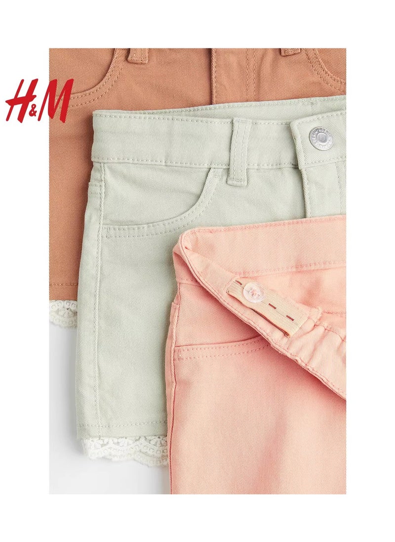 HM Children's Summer Cotton Casual Simple Elastic Waist Comfortable Casual Pants