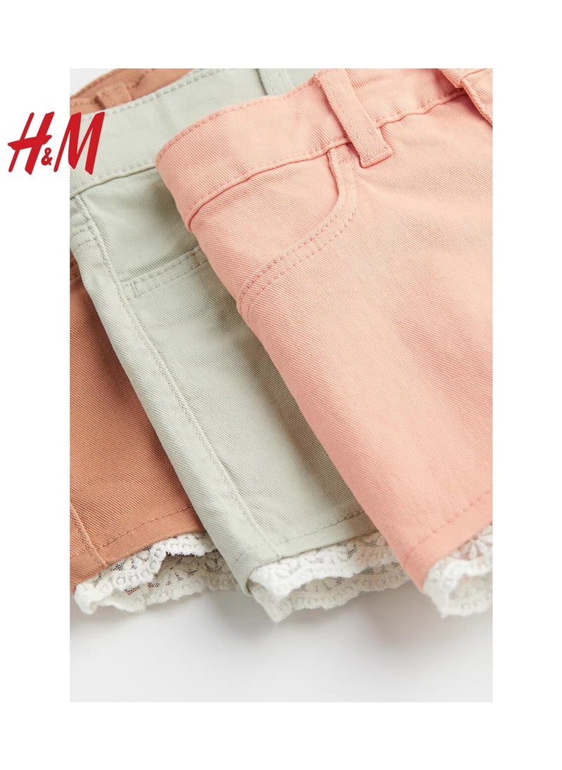 HM Children's Summer Cotton Casual Simple Elastic Waist Comfortable Casual Pants