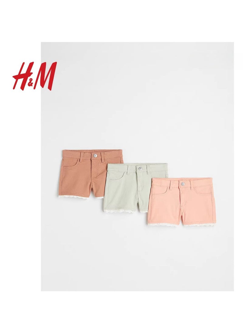 HM Children's Summer Cotton Casual Simple Elastic Waist Comfortable Casual Pants