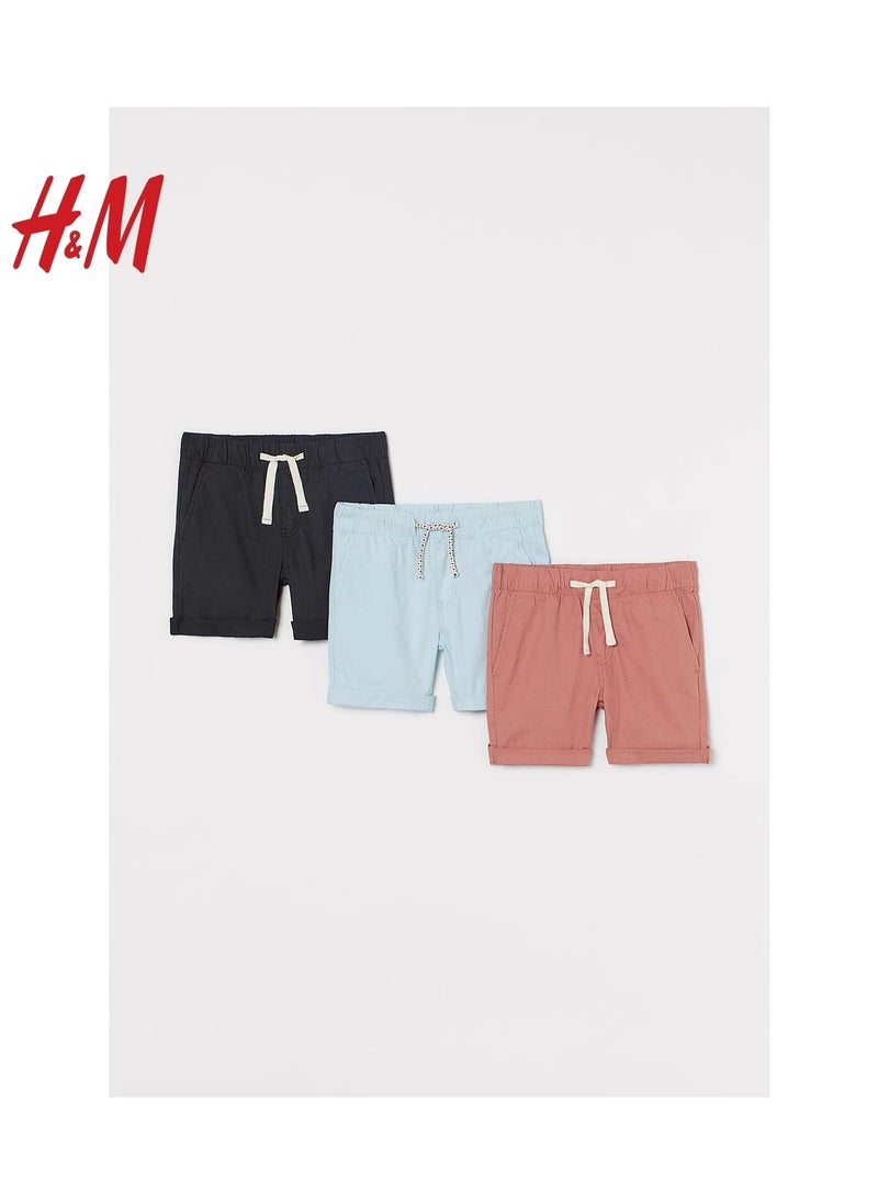 HM Children's Summer Cotton Casual Simple Elastic Waist Comfortable Casual Pants