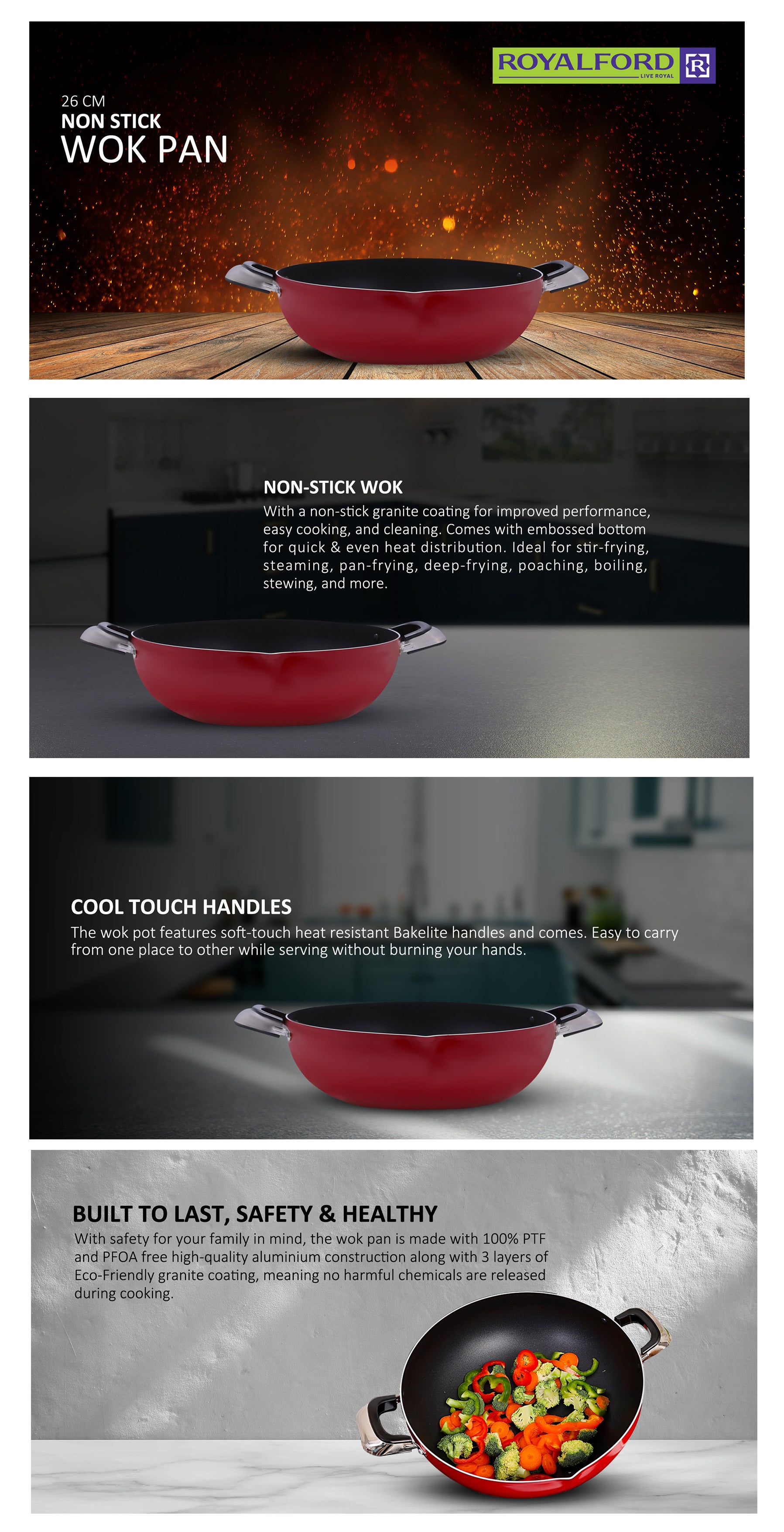 Wok Pan Red 26 CMcm