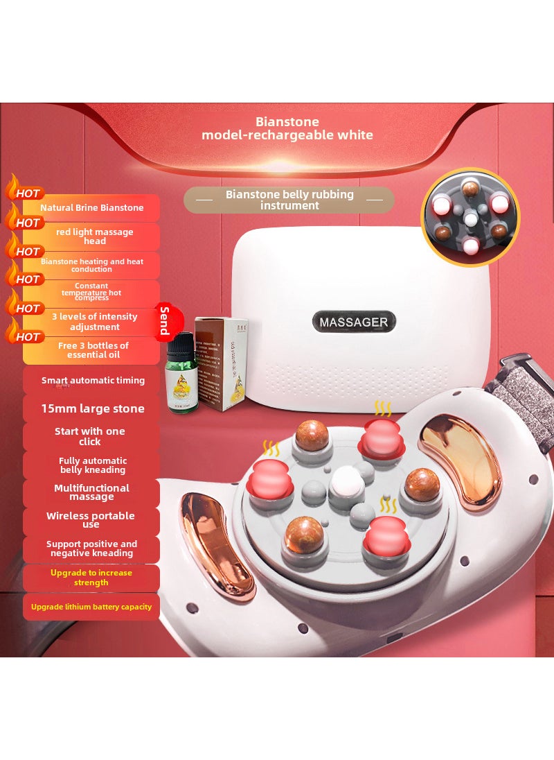 Automatic Belly Massager Heating Waist Belt Stone needle luxury [charging +15mm stone needle +3 bottles of essential oil + red light massage head +3 gear strength + positive and negative kneading]]