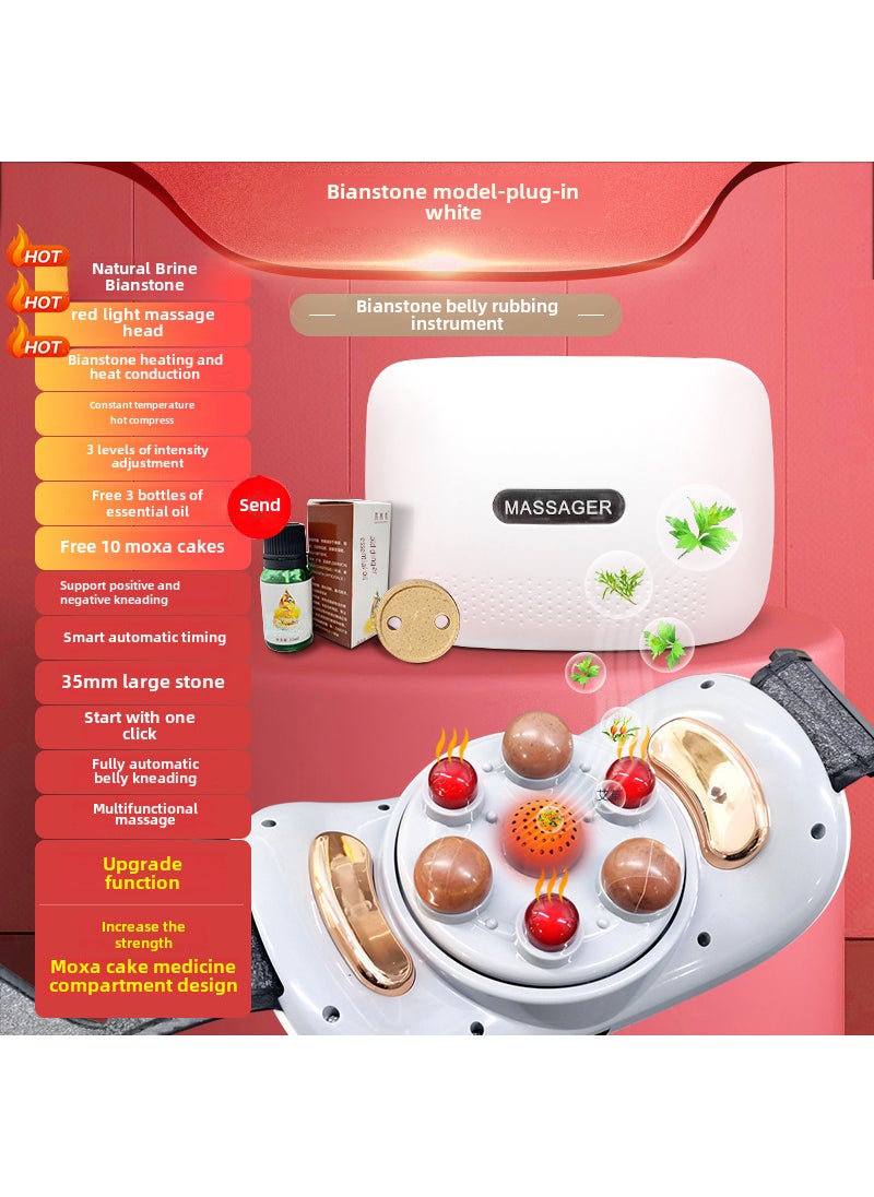 Automatic Belly Massager Heating Waist Belt Moxibustion big stone needle plug-in [35mm big stone needle +10 moxa cakes +3 bottles of essential oil + stone needle heat conduction +3 gear strength + positive and negative kneading]]