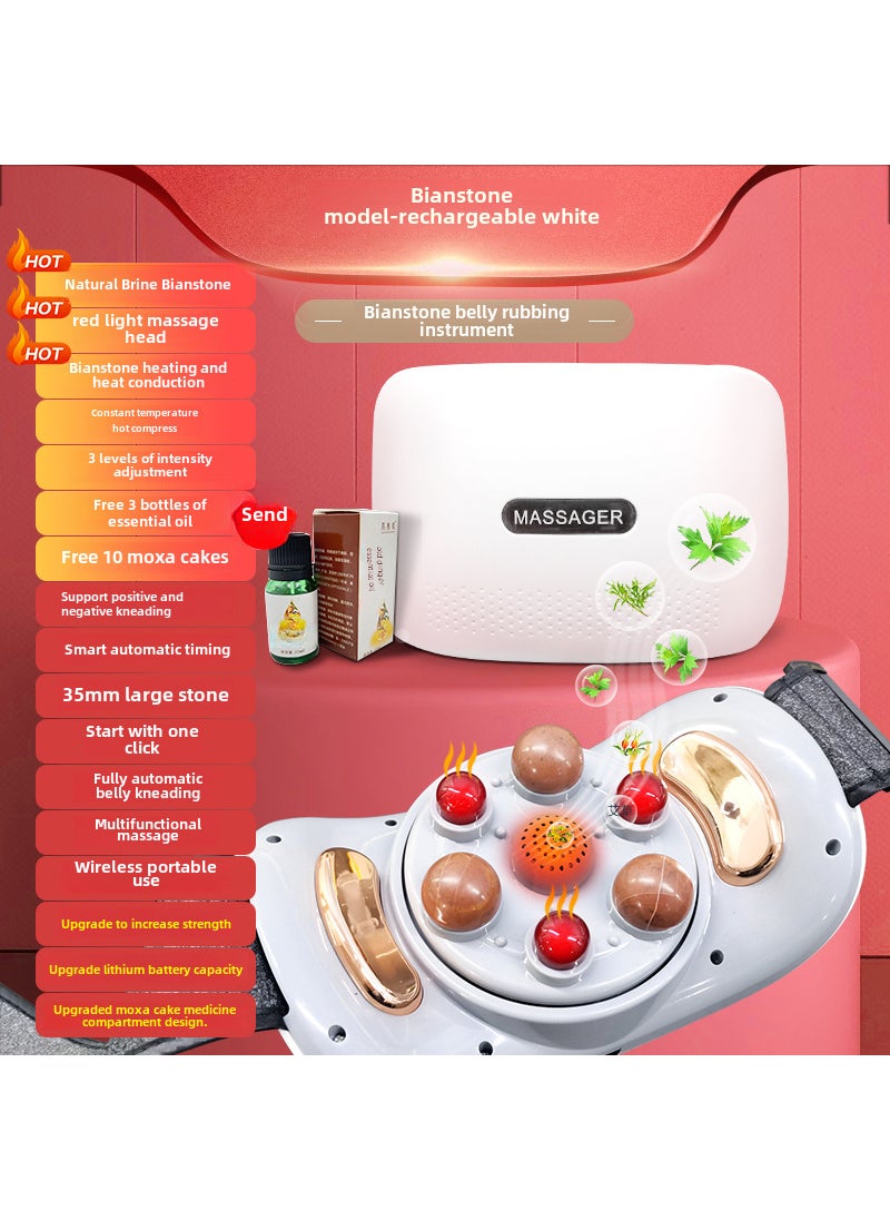 Automatic Belly Massager Heating Waist Belt 35mm stone needle moxibustion [charging 35mm stone needle 10 moxa cakes 3 bottles of essential oil stone needle heat conduction 3 gear strength positive reverse kneading]]