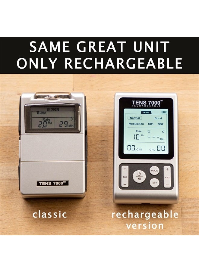 Rechargeable TENS Unit Muscle Stimulator and Pain Relief Device - Advanced TENS Machine for Effective Back Pain Relief, Nerve Pain Relief, Muscle Pain Relief