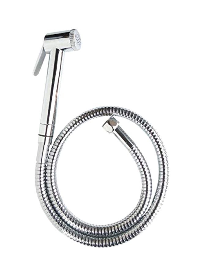 Toilet Spray Shattaf With Flexible Hose And Hook Silver