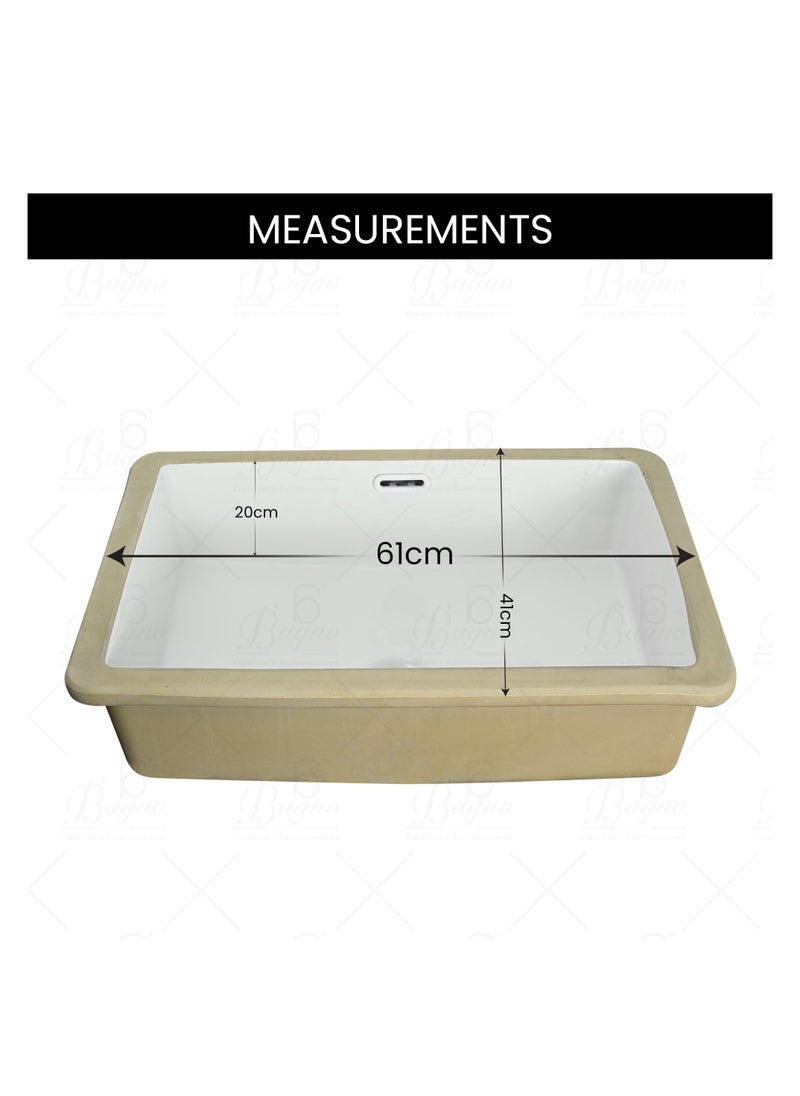 B BAGNO under counter basin C04, Ceramic White Wash Basin C04