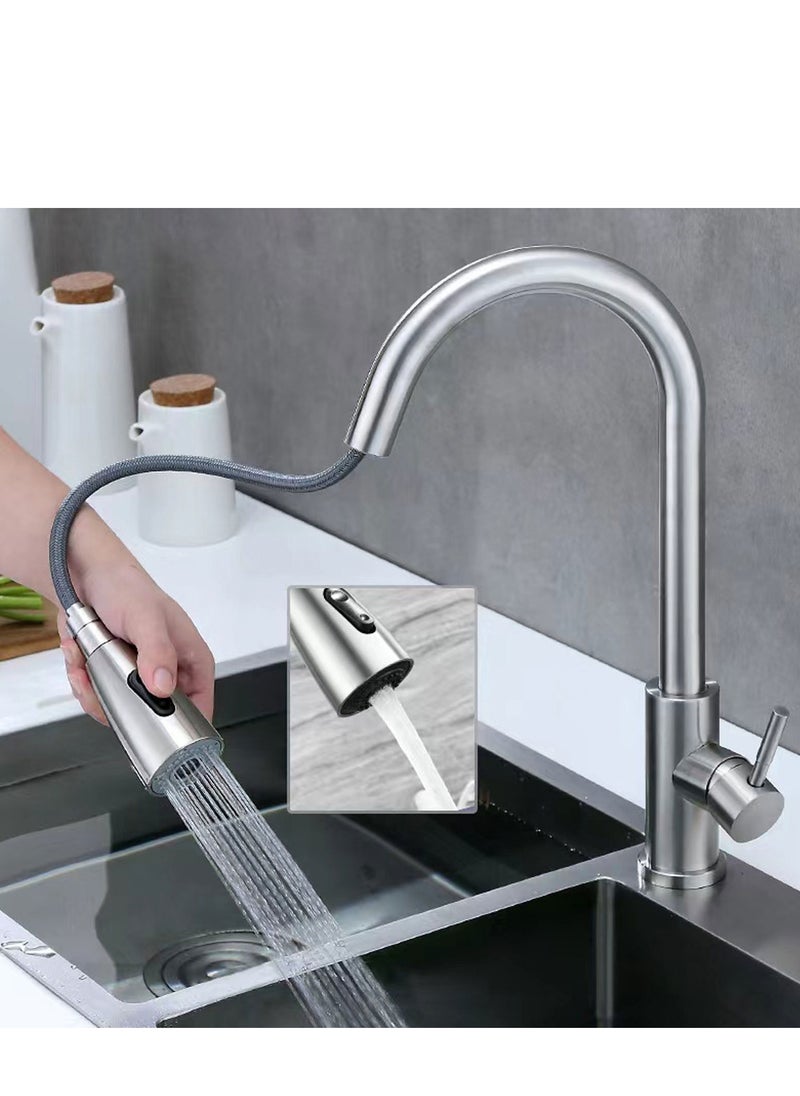 360° Rotation Retractable Kitchen Faucet with Pull Down Sprayer - Multiple Modes for Kitchen Sink Faucets - Premium Kitchen Faucet