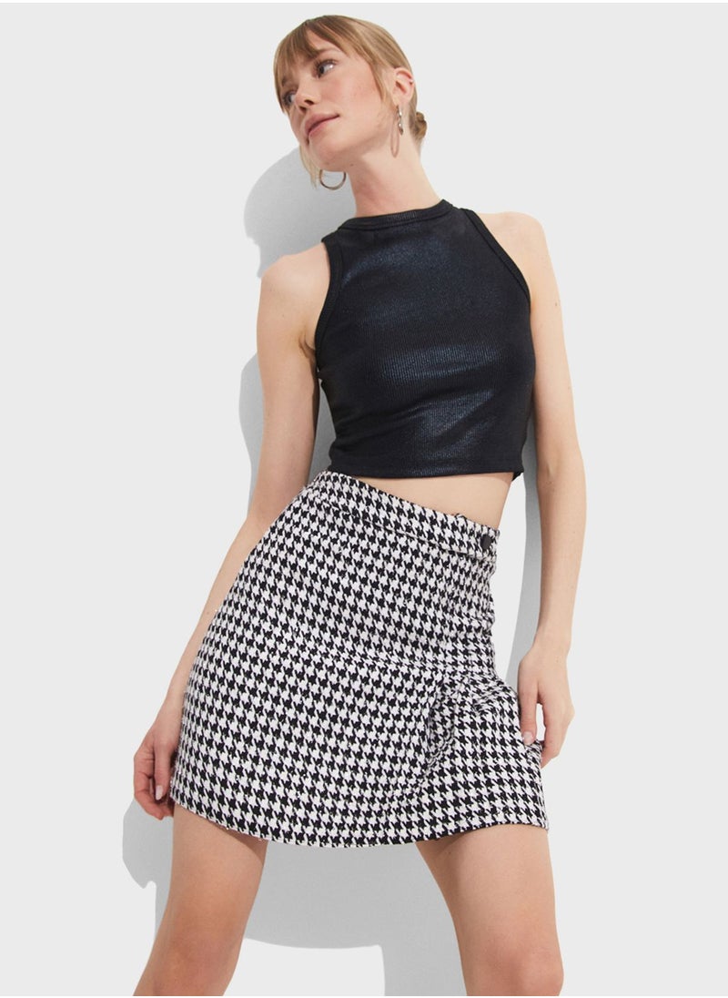 High Waist Patterned Skirt