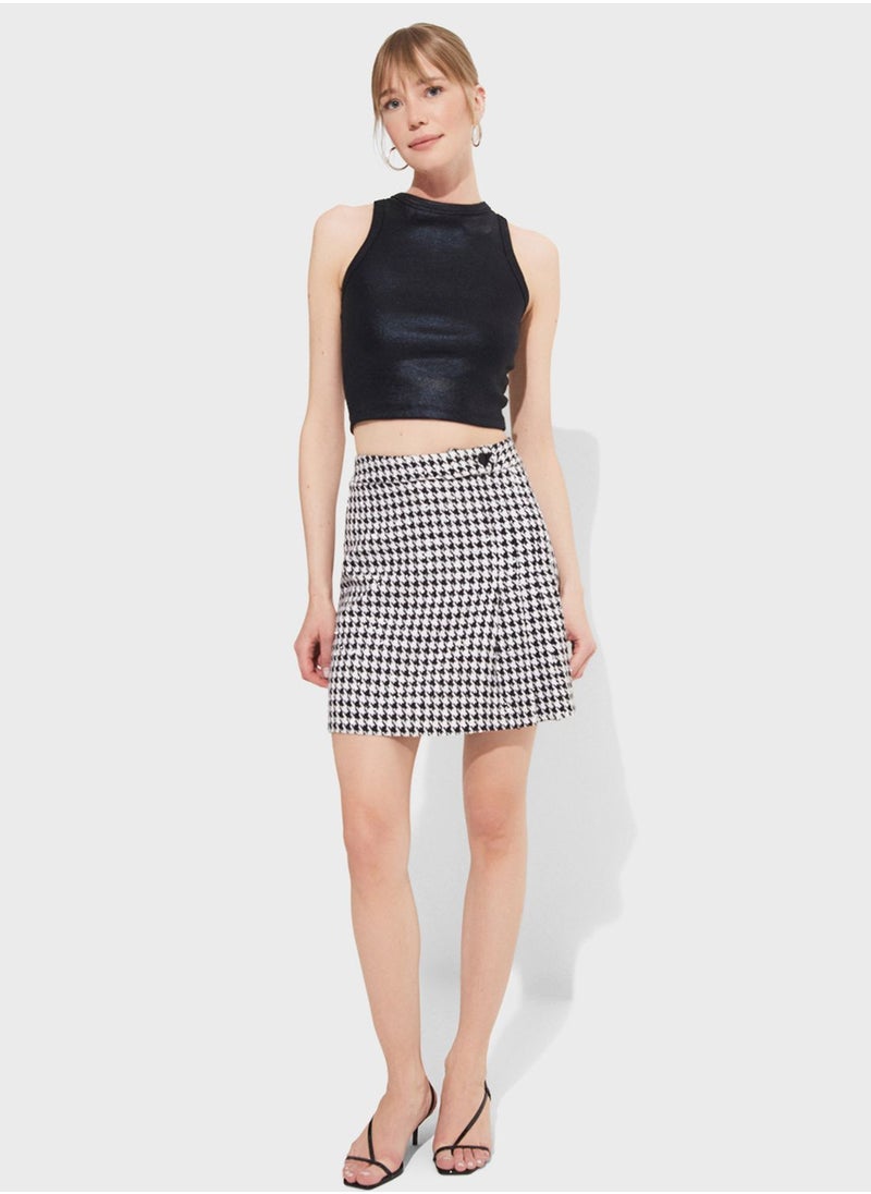 High Waist Patterned Skirt