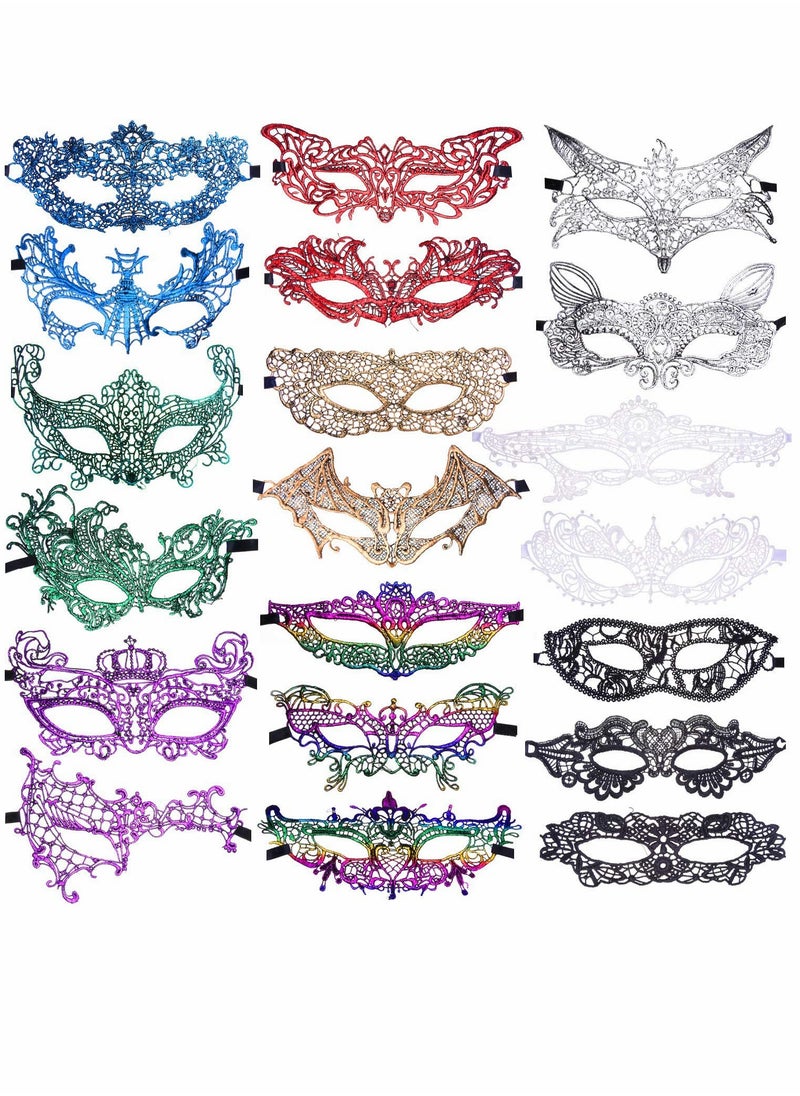 Masquerade Masks Bulk Lace Mask, 20 Pieces Women Venetian Mask for Party Ball