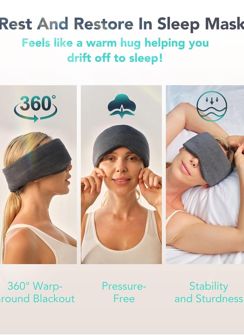 SKG Restore Sleep Mask-100% Sleep Mask Blackout for Men Women, International Travel Essential, Large Size with Wide Width