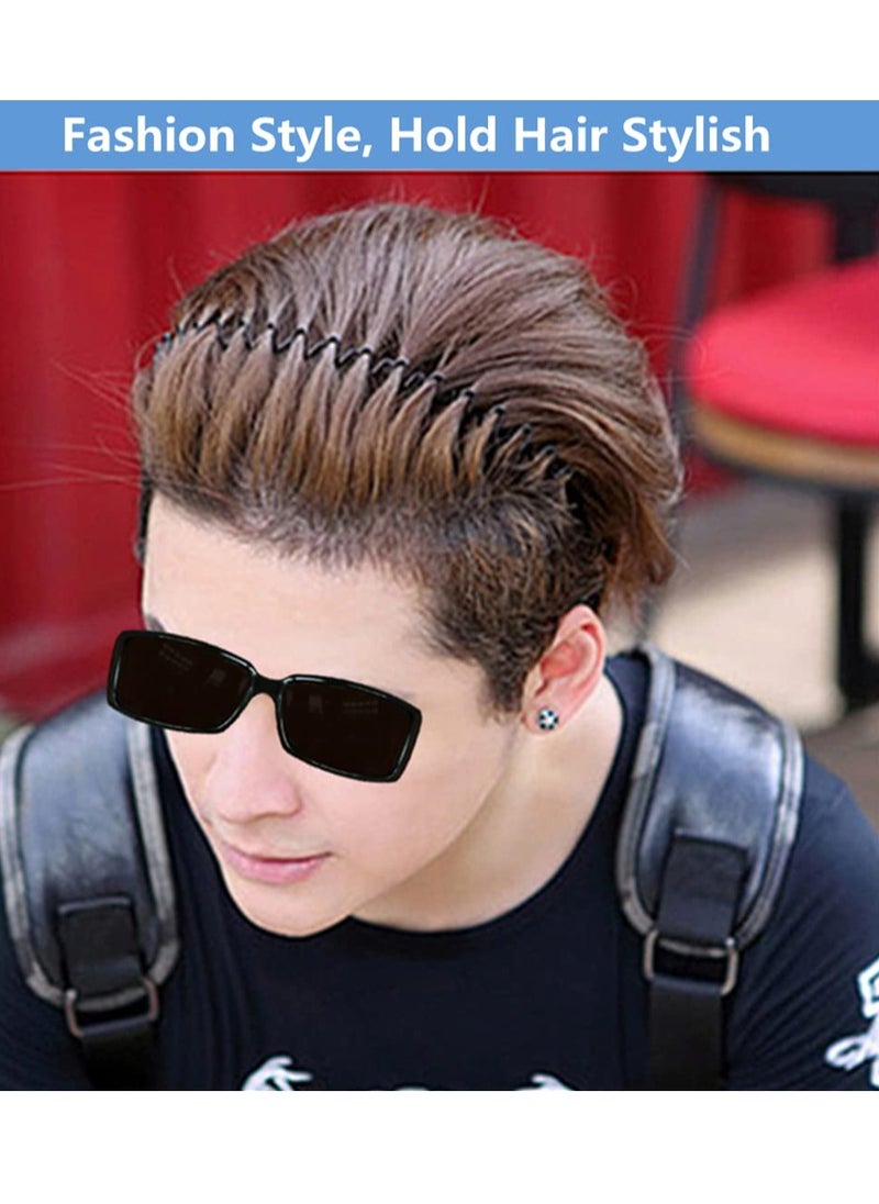 Metal Hair Band for Men Headband Women Hair Bands Men Unisex Black Wavy Spring Outdoor Sports Headbands for Men's Hair Band Hoop Elastic Non Slip Head Band