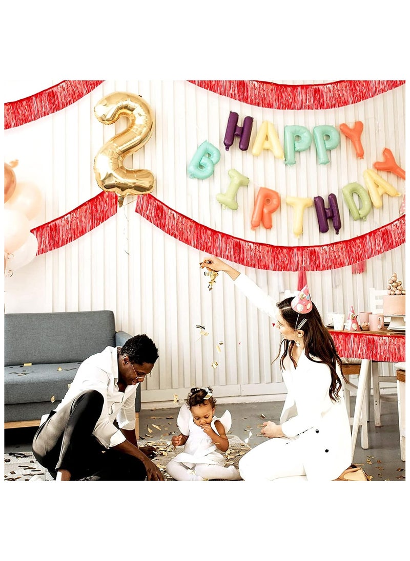 30x200cm Birthday Party Backdrop Decor - 6-Piece Shiny Tassel Curtain Banners Set