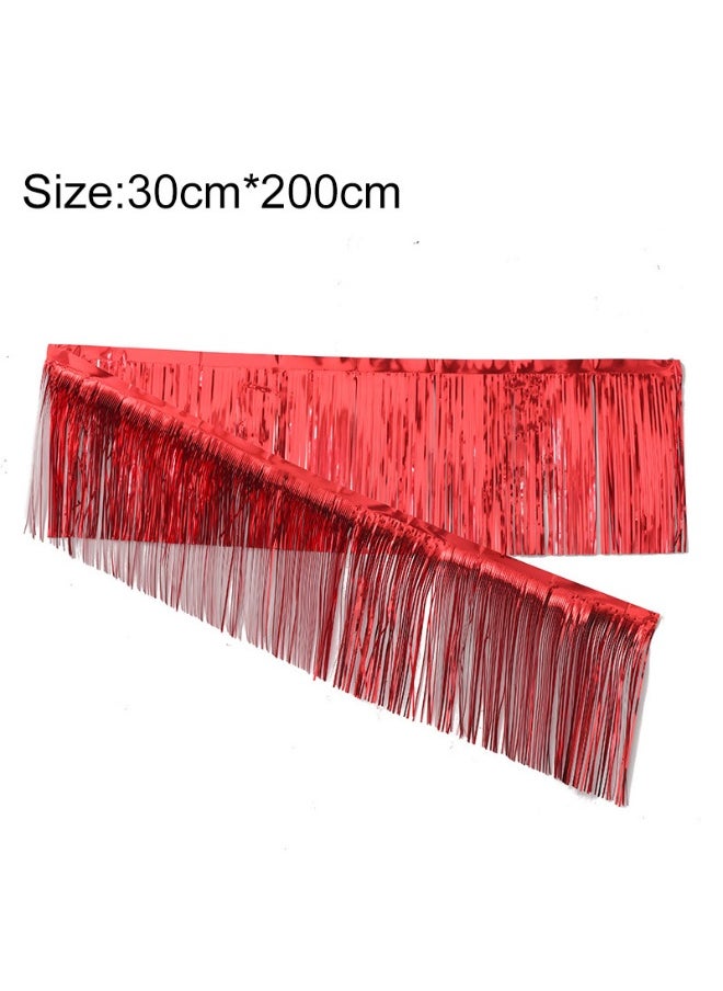 30x200cm Birthday Party Backdrop Decor - 6-Piece Shiny Tassel Curtain Banners Set