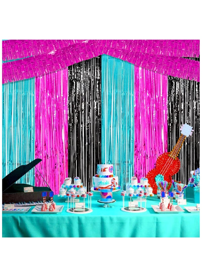 30x200cm Birthday Party Backdrop Decorations - 6 Pack Shiny Fringe Tinsel Curtains Banners