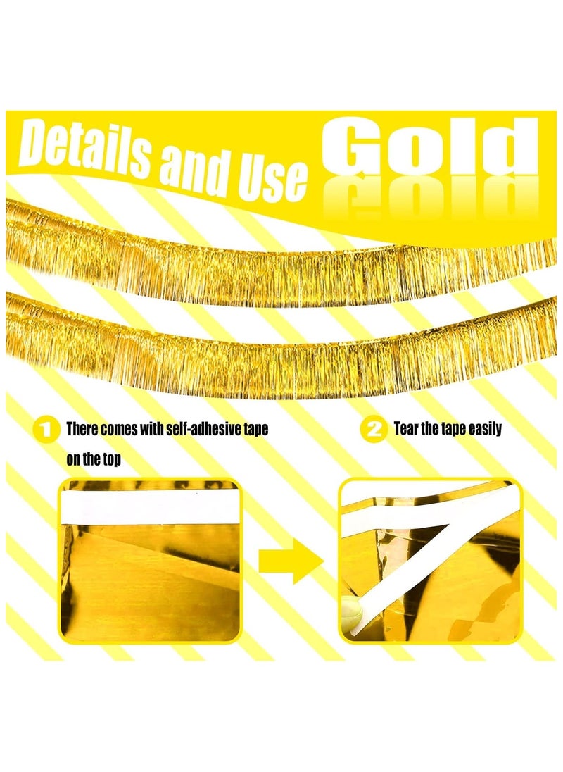 30*200cm Birthday Party Backdrop Decorations - Shiny Foil Tassel Curtains Banner Set of 12