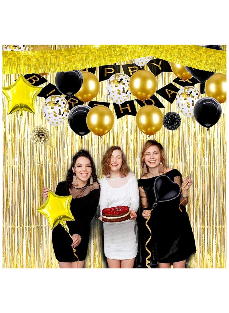 30*200cm Birthday Party Backdrop Decorations - Shiny Foil Tassel Curtains Banner Set of 12