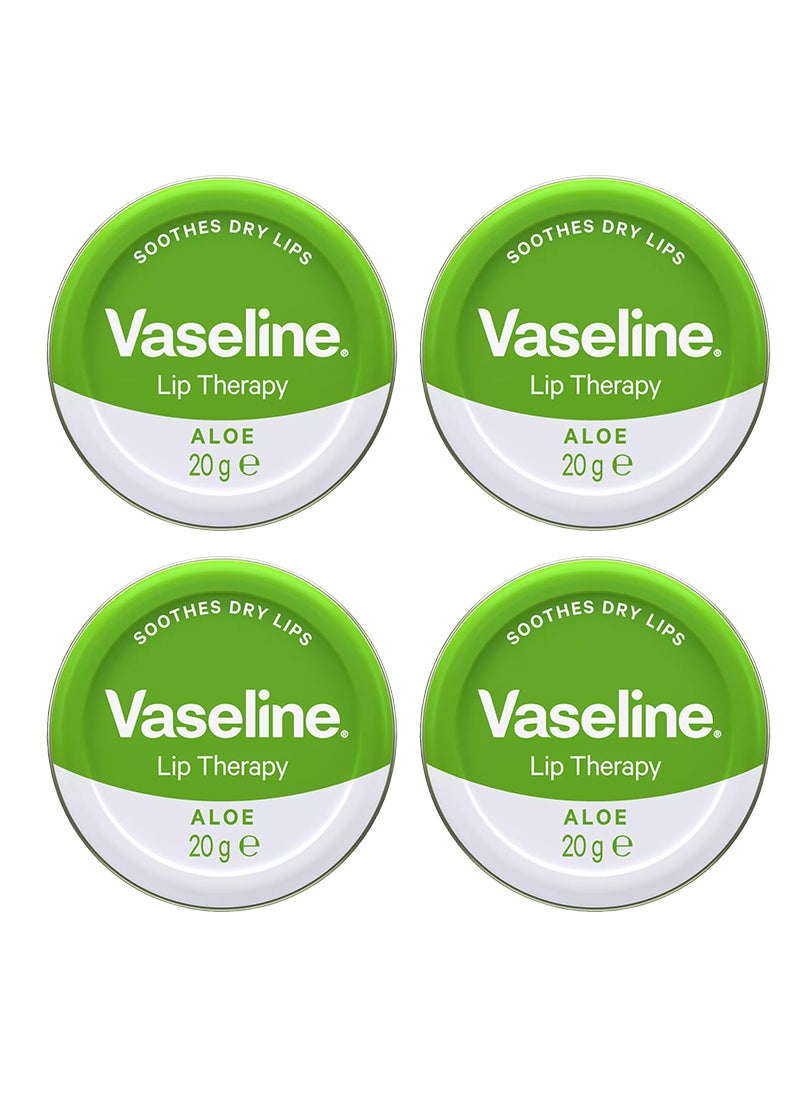 Lip Therapy Petroleum Jelly Aloe, Moisturize & Soothes Dry Lips, 20g Pack Of 4