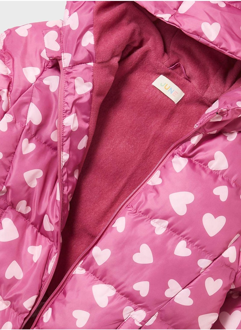 Kids Heart Printed Basic Jacket