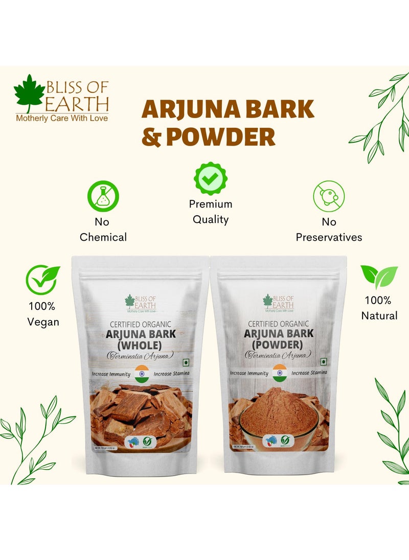 Arjuna Bark Powder 200g Herbal Supplement for Heart Health and Blood Pressure Organic Natural Cardiovascular Support