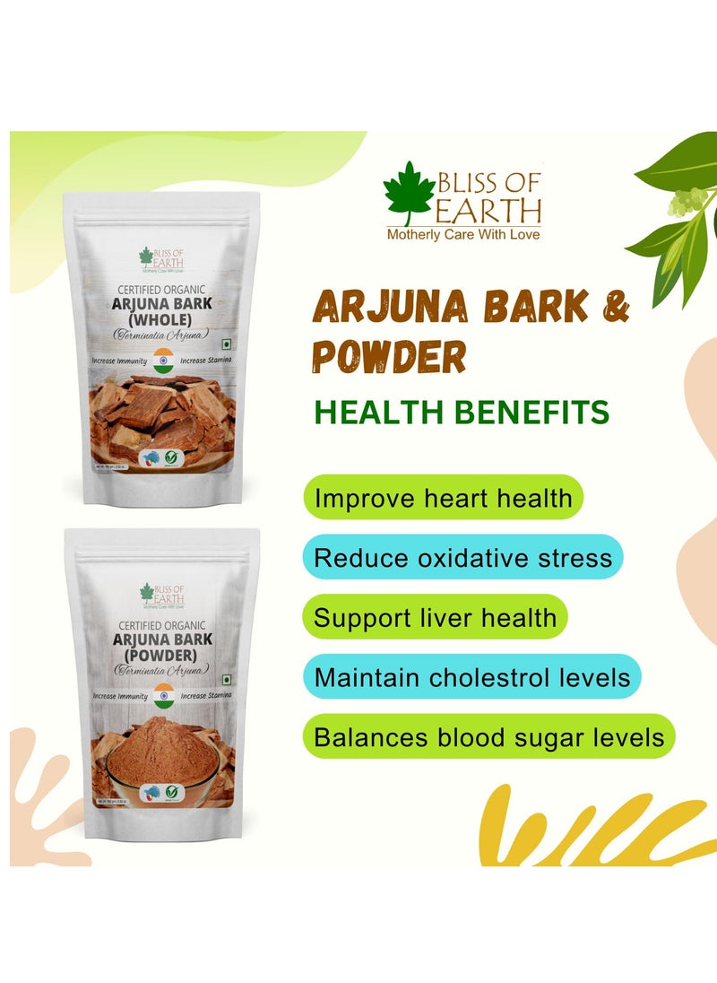 Arjuna Bark Powder 200g Herbal Supplement for Heart Health and Blood Pressure Organic Natural Cardiovascular Support