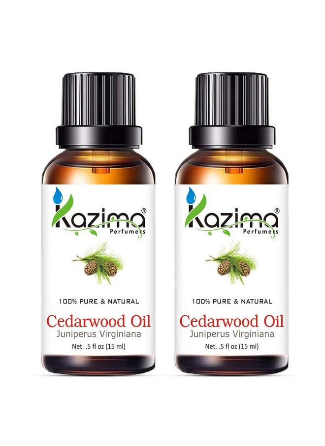 Cedarwood Essential Oil (Pack Of 2) With Dropper 15Ml Pure Natural - Ideal For Hair Growth, Hair Growth & Skin, Acne And Dry Scalp