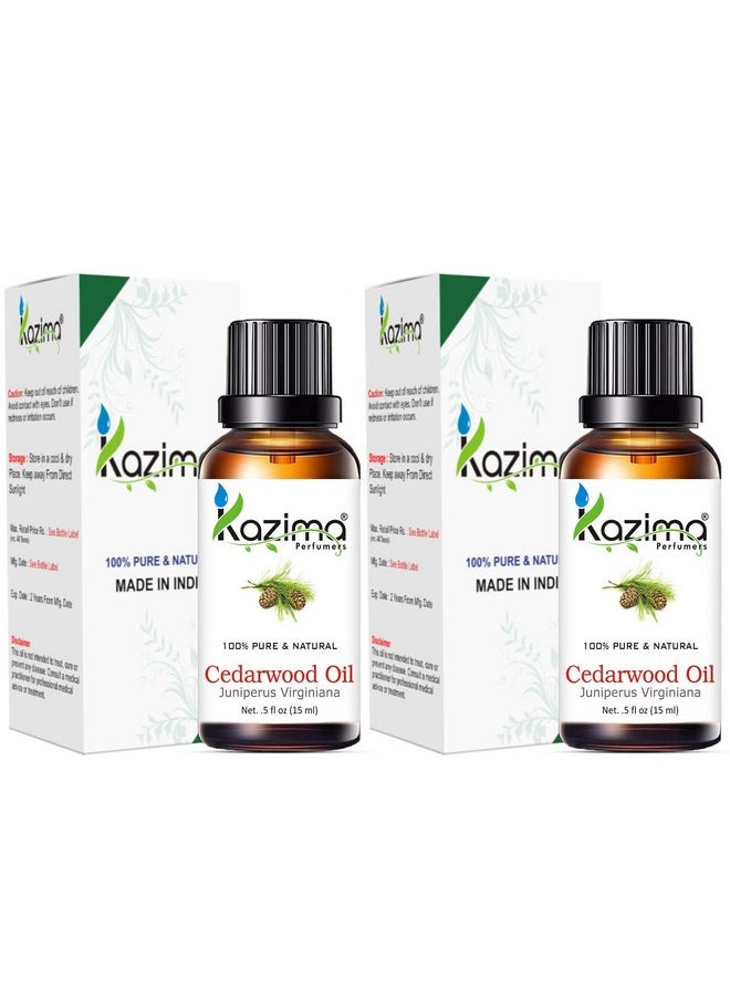 Cedarwood Essential Oil (Pack Of 2) With Dropper 15Ml Pure Natural - Ideal For Hair Growth, Hair Growth & Skin, Acne And Dry Scalp