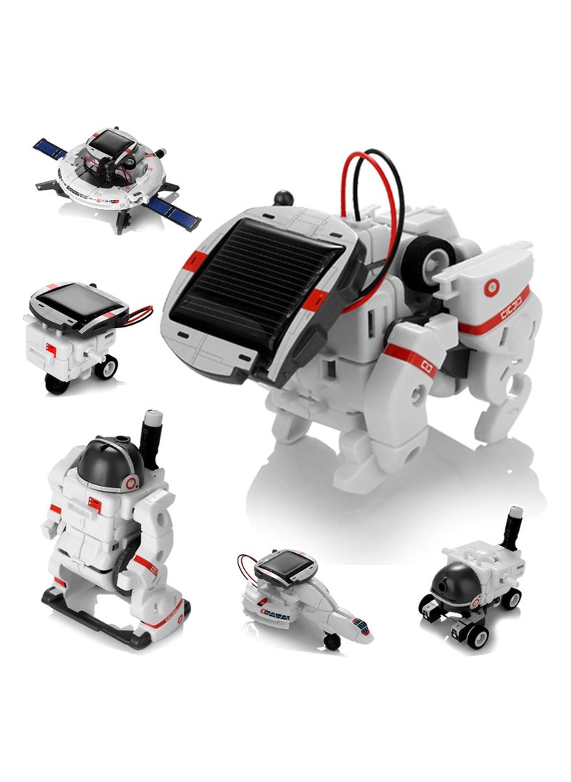 Solar Robot Toys 6 in 1 STEM Learning Kits Educational Space Moon Exploration Fleet Building Experiment Toys DIY Solar Power Science Gift for Kids Aged 8-12