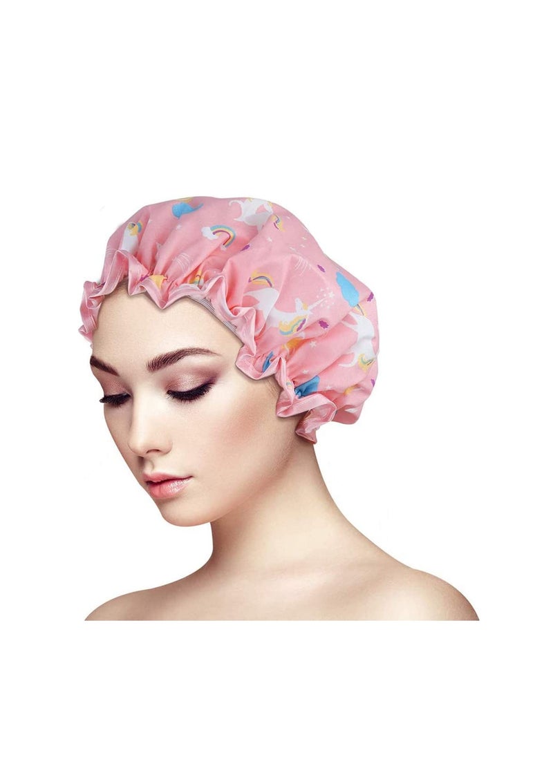 2 Pieces Plastic Shower Caps Double-Layer Bath Cap Elastic Band Shower Hat Waterproof For Women Shower Spa Heat Cap For Deep Conditioning